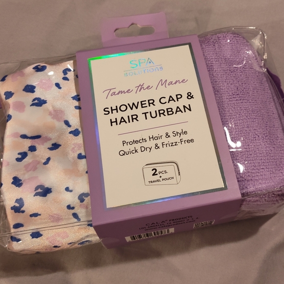 NWT! Spa Solutions Shower Cap & Turban Set - Picture 2 of 6